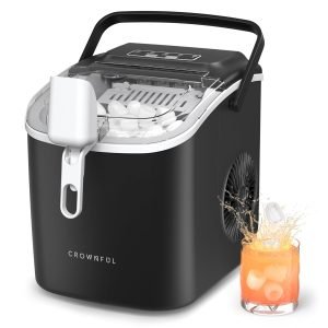 Celebrate with Us Anniversary Limited-Time & Limited-Quantity Deal AED 99.00د.إ：CROWNFUL Ice Maker Countertop, Portable Self-Cleaning Ice Maker Machine with Handle, Scoop and Basket, 9 Bullet Ice Cubes in 6 Mins, 12kg/24H, Ideal for Home, Kitchen, Office, Bar, Party