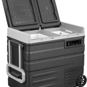 Celebrate the Islamic New Year Limited-Time & Limited-Quantity Deal AED 99.00د.إ ：Alpicool UD65 Portable Wheeled Car Freezer with Dual Compartments,12 Volt Car Refrigerator, 60 Quart Fast Cooling Fridge, with 12/24V DC and 100-240V AC for Outdoor, Camping, RV, Truck