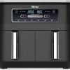 Ninja Foodi Dual Zone Digital Air Fryer, 2 Drawers, 7.6L, 6-in-1, Uses No Oil, Air Fry, Max Crisp, Roast, Bake, Reheat, Dehydrate, Cooks 4-6 Portions, Non-Stick, Dishwasher Safe Baskets, Black AF300ME