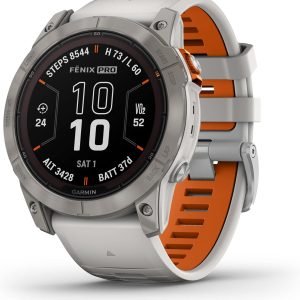 Limited-Time Sale for Summer Surprises AED 99د.إ：Garmin fēnix 7X Pro Sapphire Solar, Multisport GPS Smartwatch, Built-in Flashlight, Solar Charging Capability, Fog Gray/Ember Orange