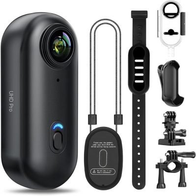 Big Summer Sale Limited Time Offer AED 99د.إ：LENND 4k Action Camera,Mini Vlogging Camera,Small Body Camera with IPX7 Waterproof,Underwater Camcorder,Hands-Free POV Recording, Helmet Cam for Cycling, Motorcycle(32G Card)